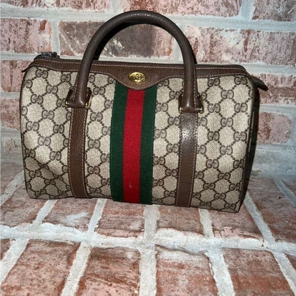 AUTHENTIC GUCCI WEB VINTAGE CLASSIC OPHIDIA SMALL BOSTON BAG - Picture 2 of 16